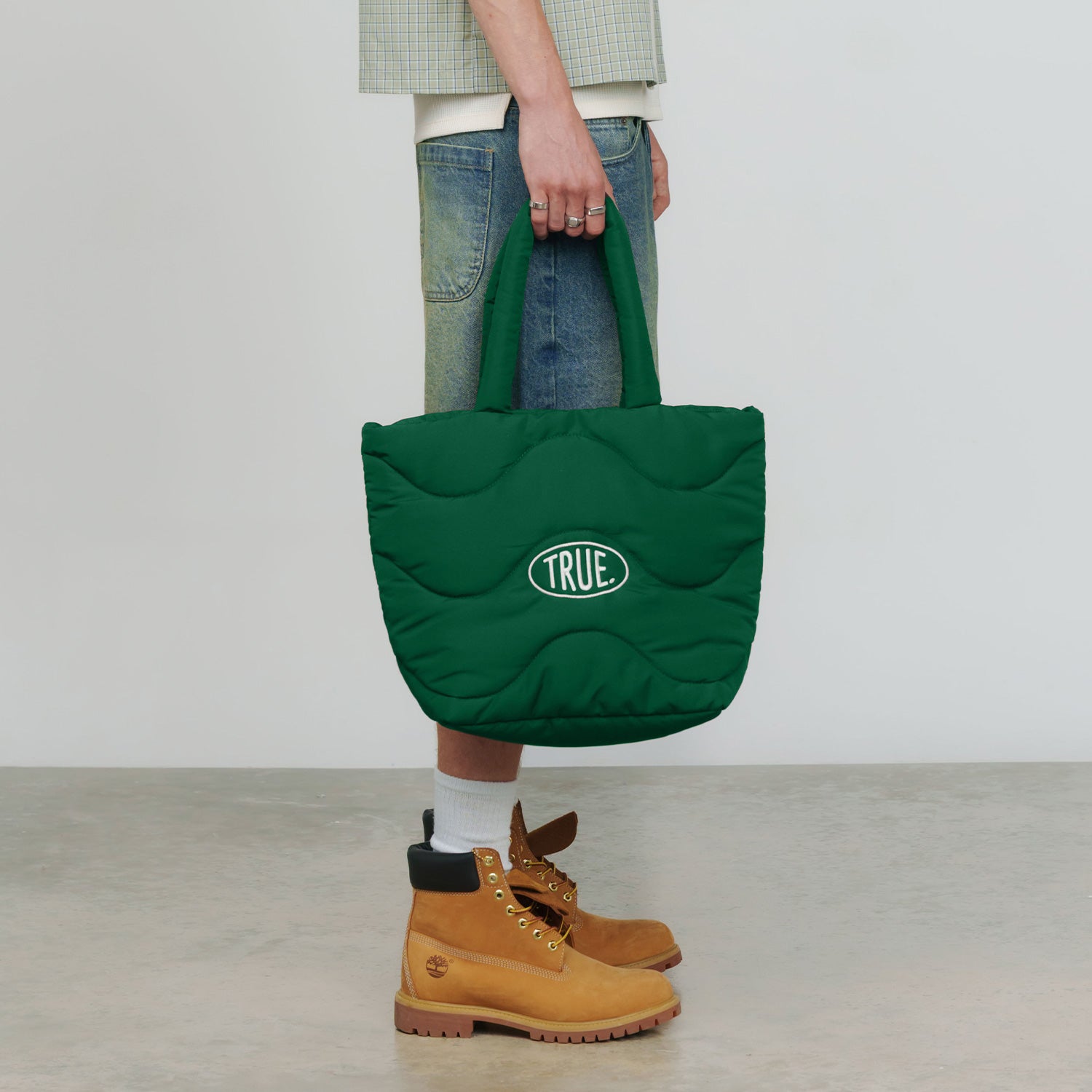 PUFFER SHOPPER BAG - PINE GREEN