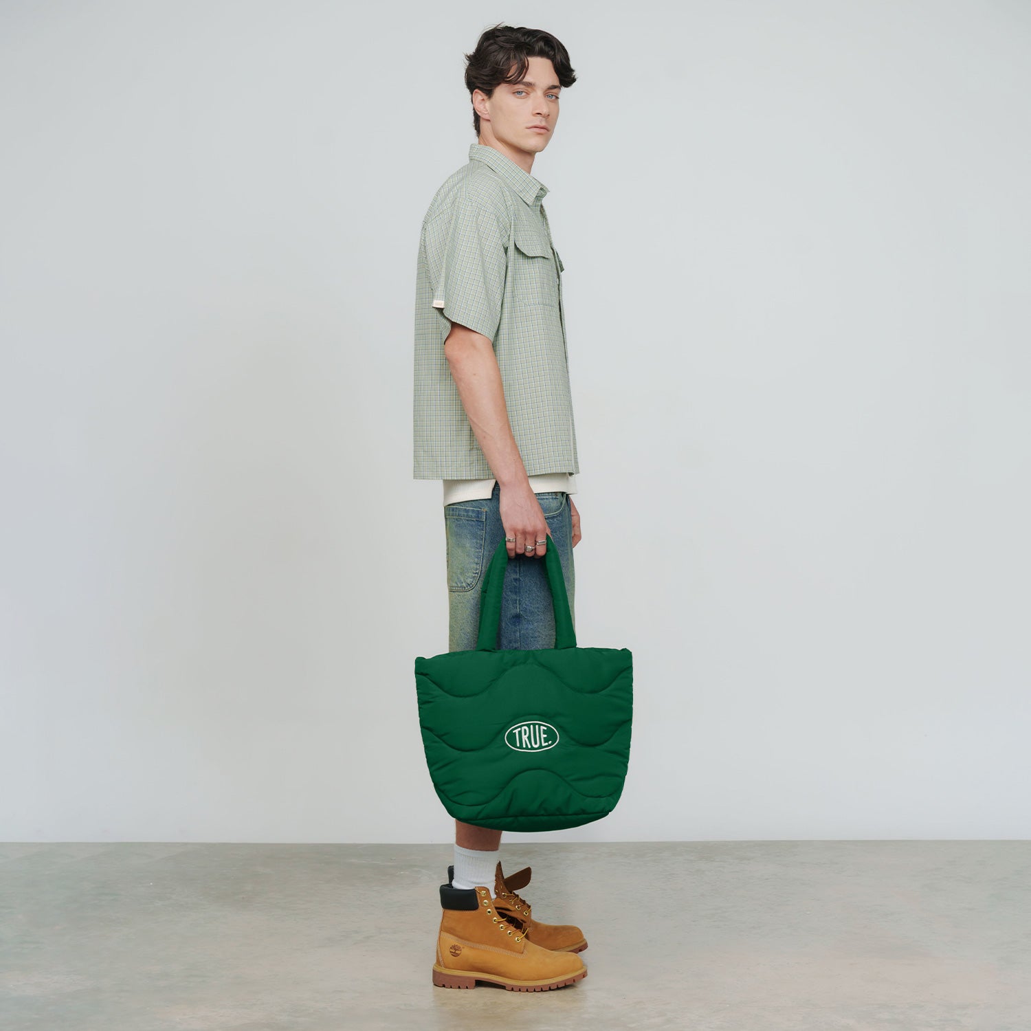 PUFFER SHOPPER BAG - PINE GREEN