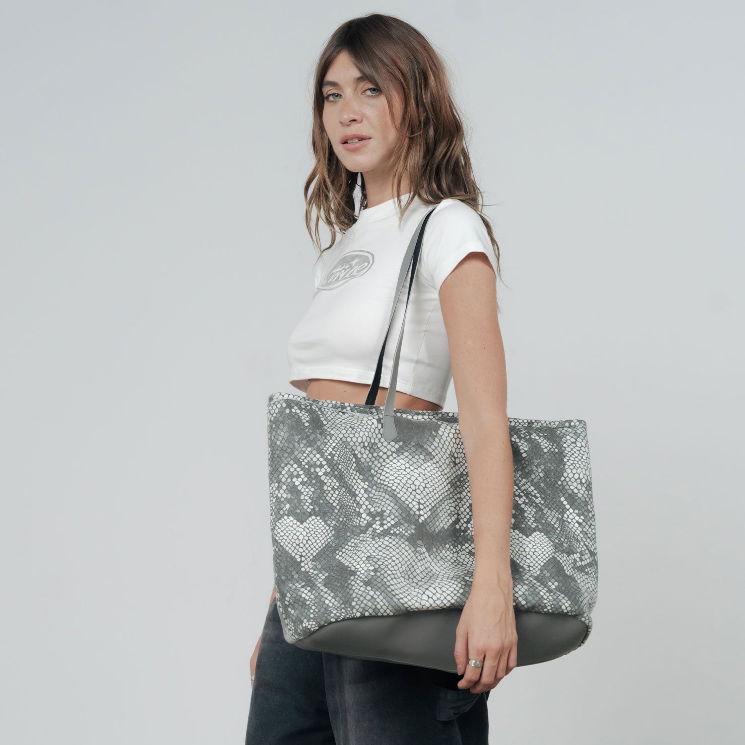 PYTHON SHOPPER BAG - GRAY