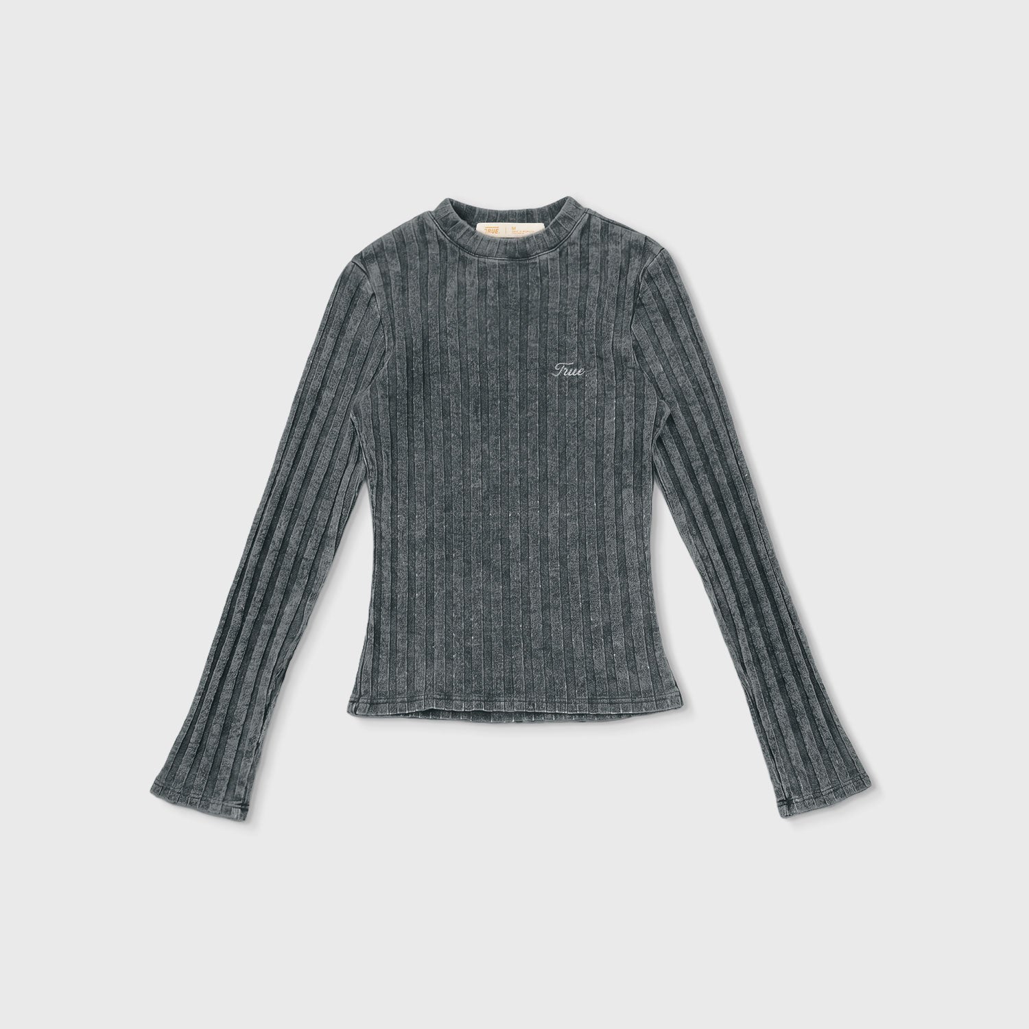 SLIM RIBBED LONG SLEEVE - WASHED BLACK