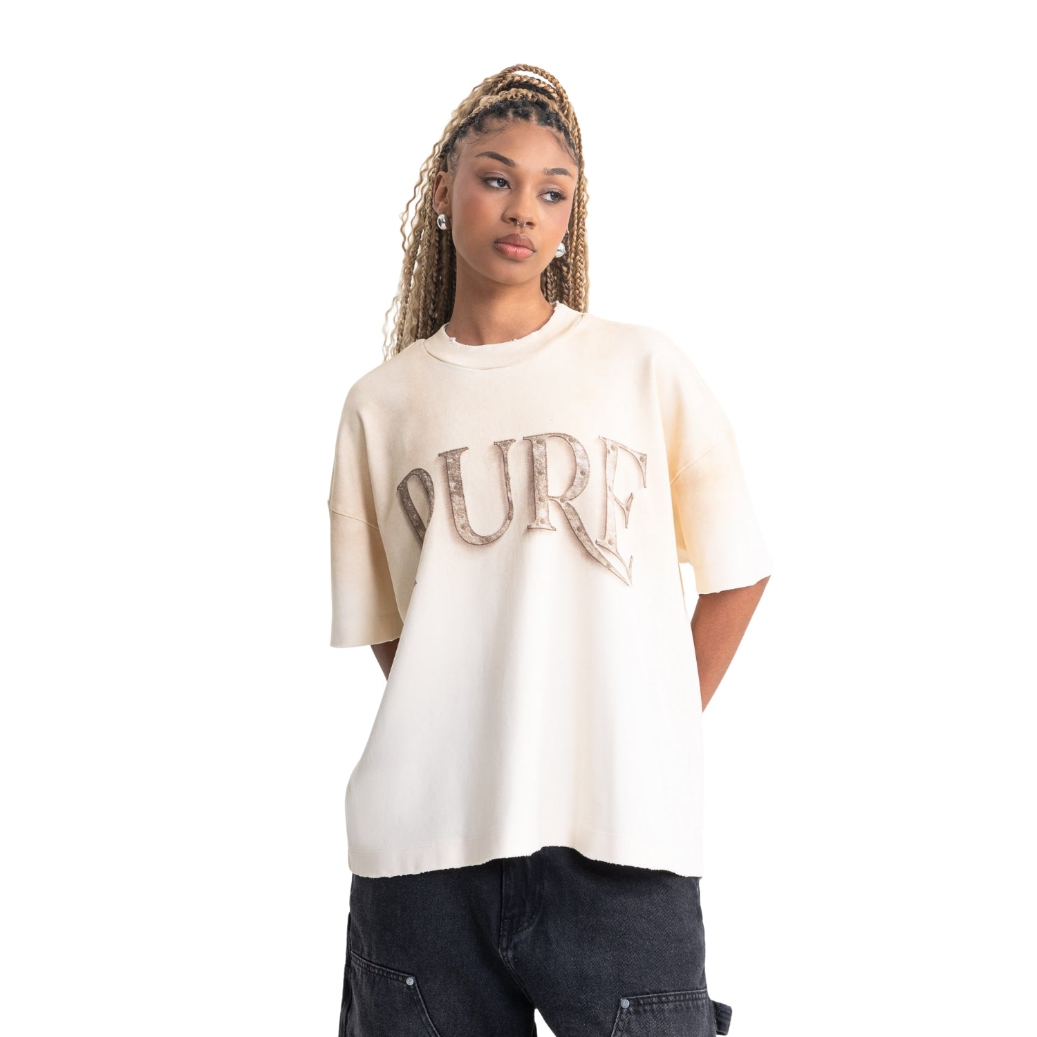 RUSTIC CREAM MONOGRAM T-SHIRT