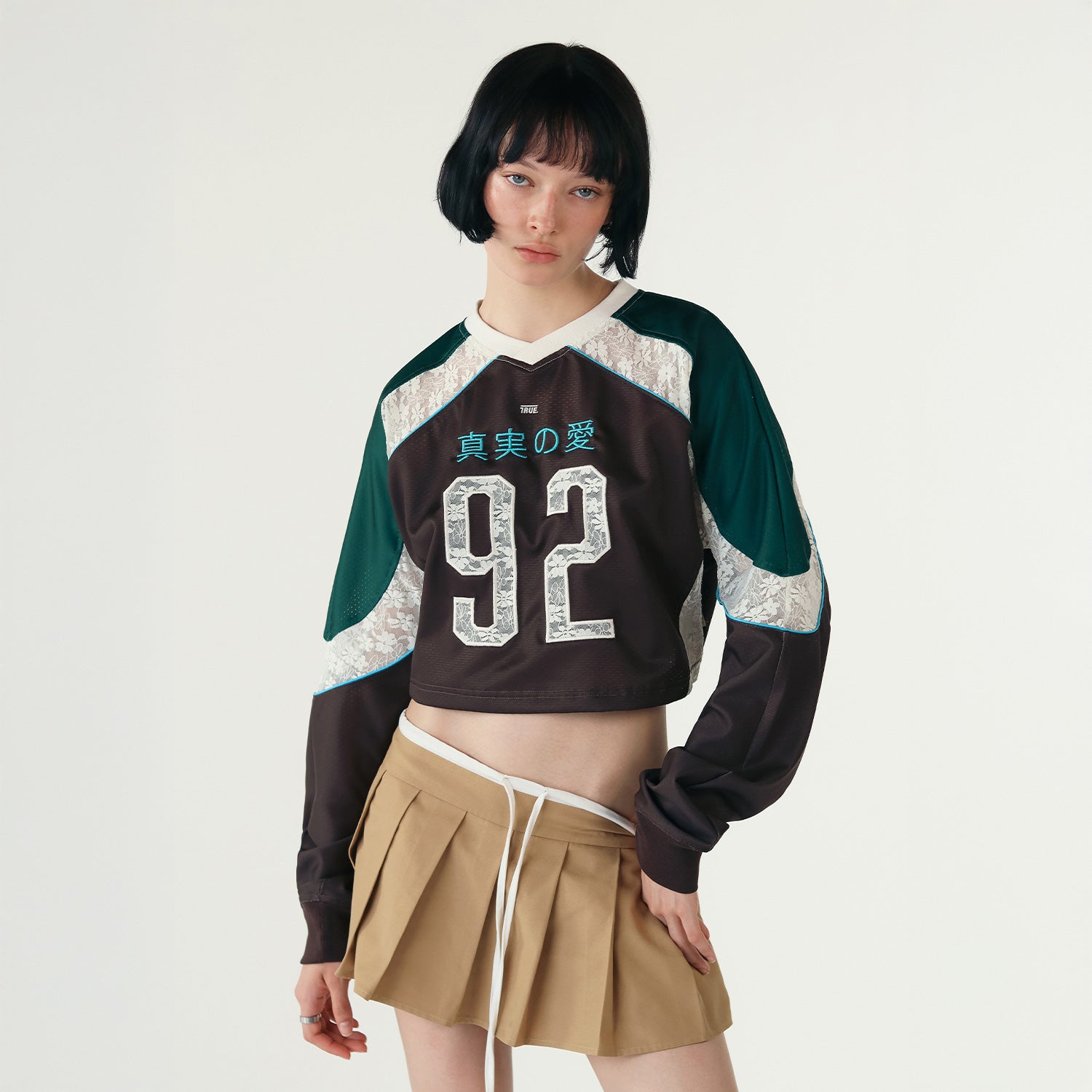 CROPPED FOOTBALL JERSEY - BROWN