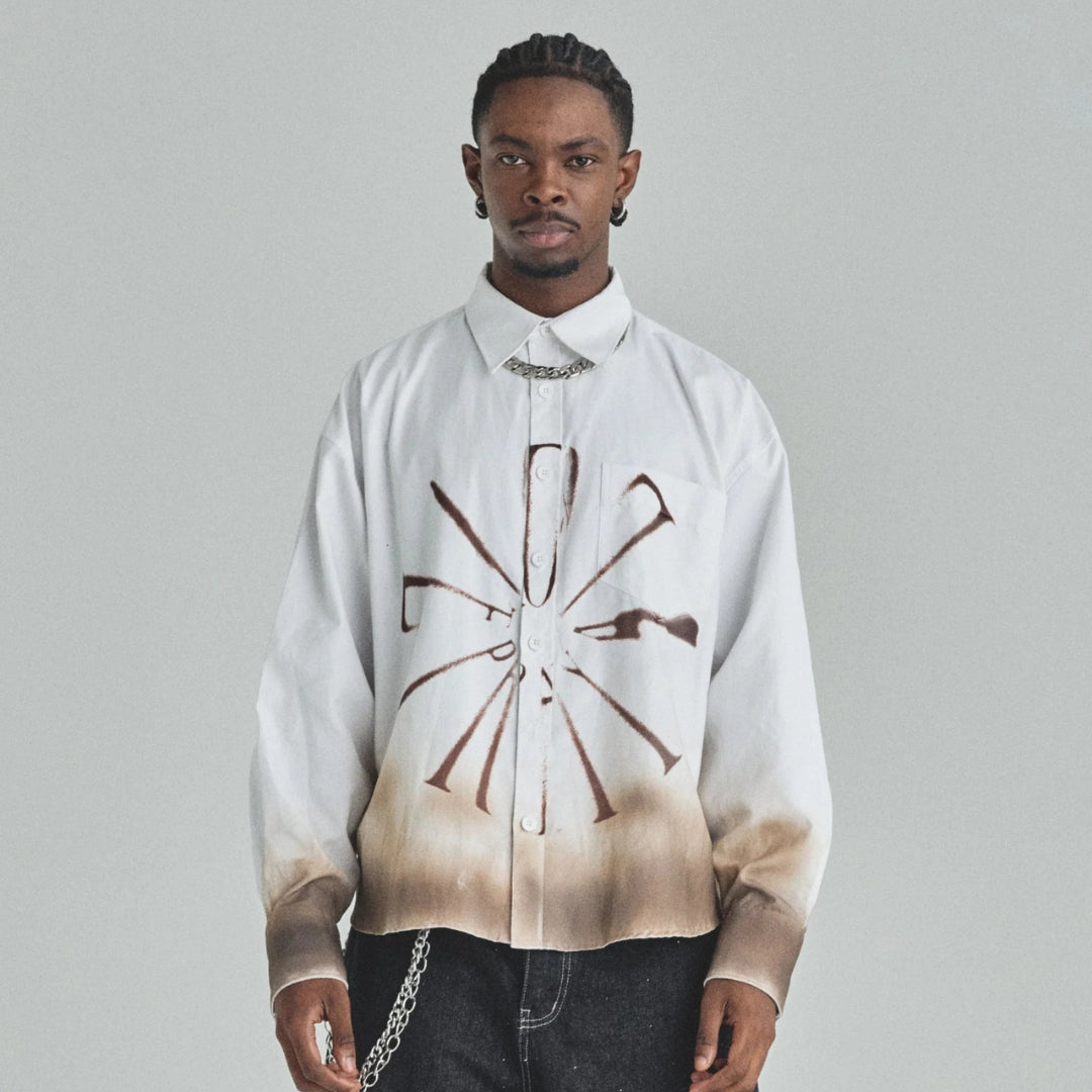 SPRING PRAY 4 LOVE BOXY FIT LONG SLEEVE SHIRT BURNT - WHITE