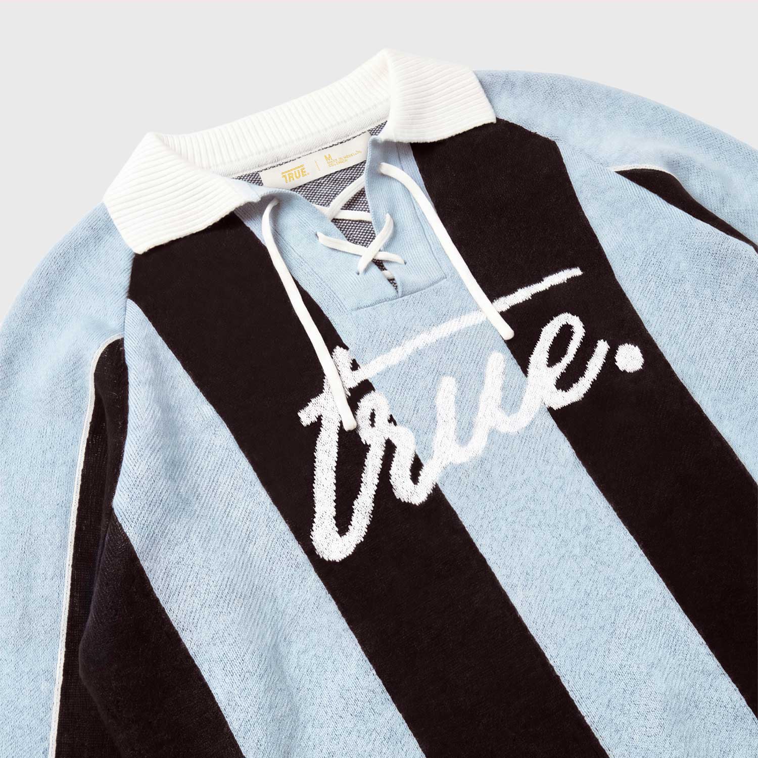 STRIPED KNIT POLO - BLUE
