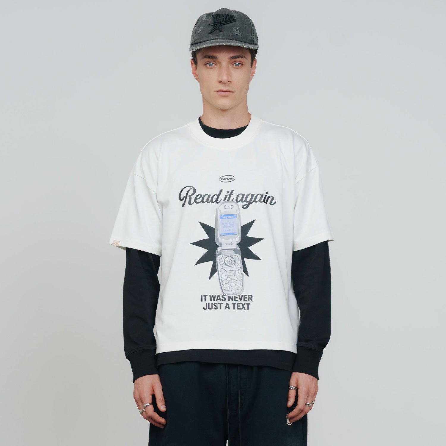 TEXT ME BOXY T-SHIRT - CREAM