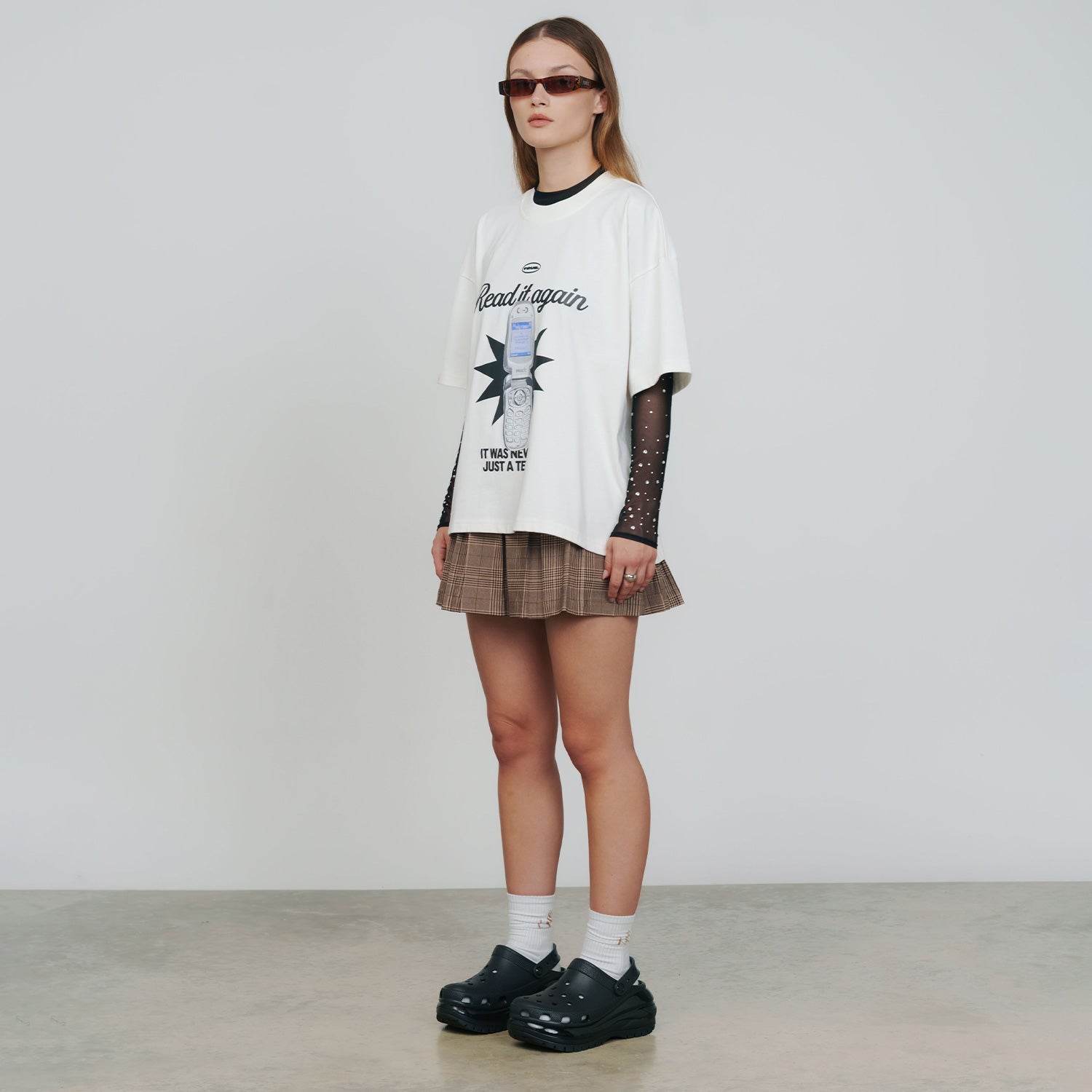 TEXT ME BOXY T-SHIRT - CREAM