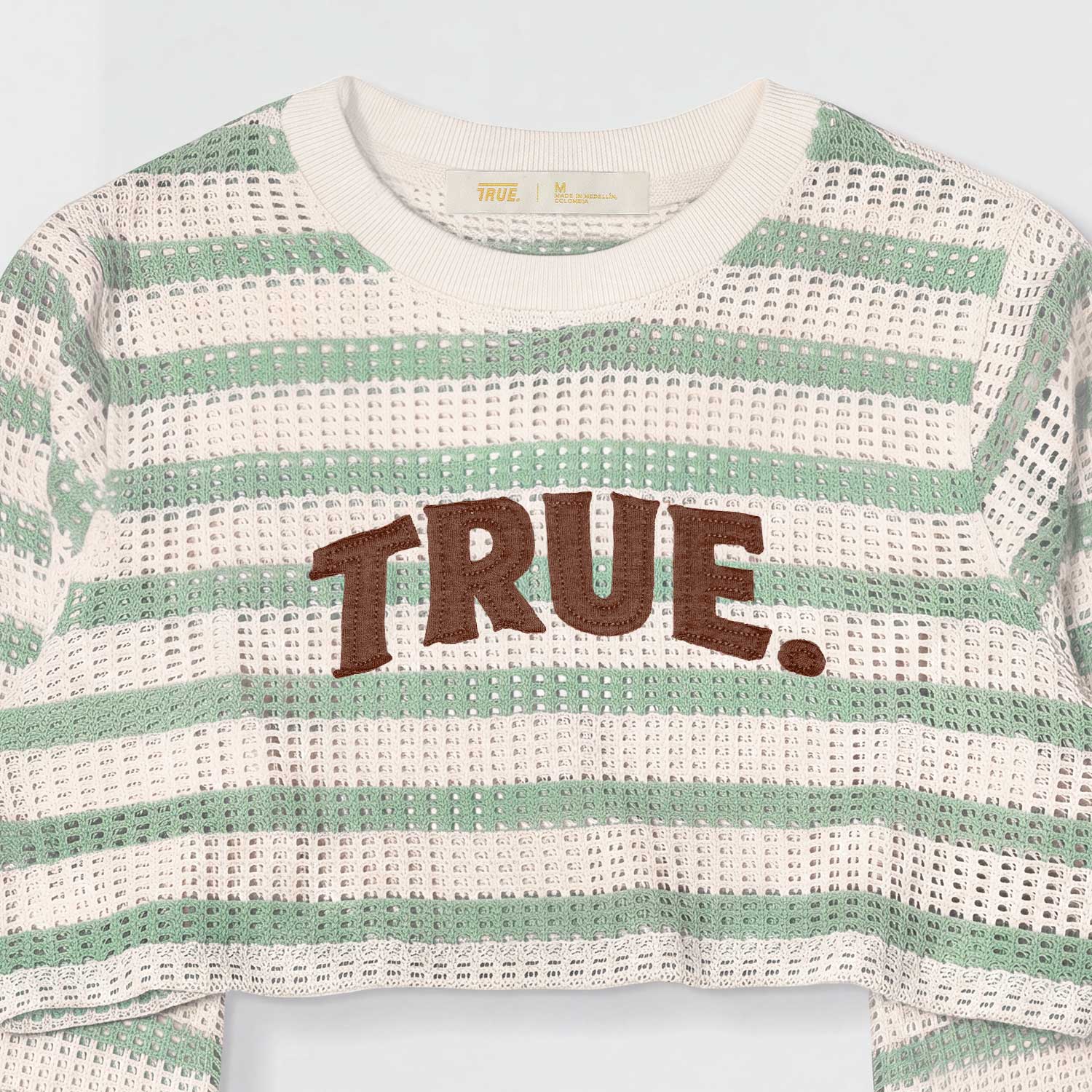 TEXTURE WIDE SLEEVE CROP TOP - CREAM