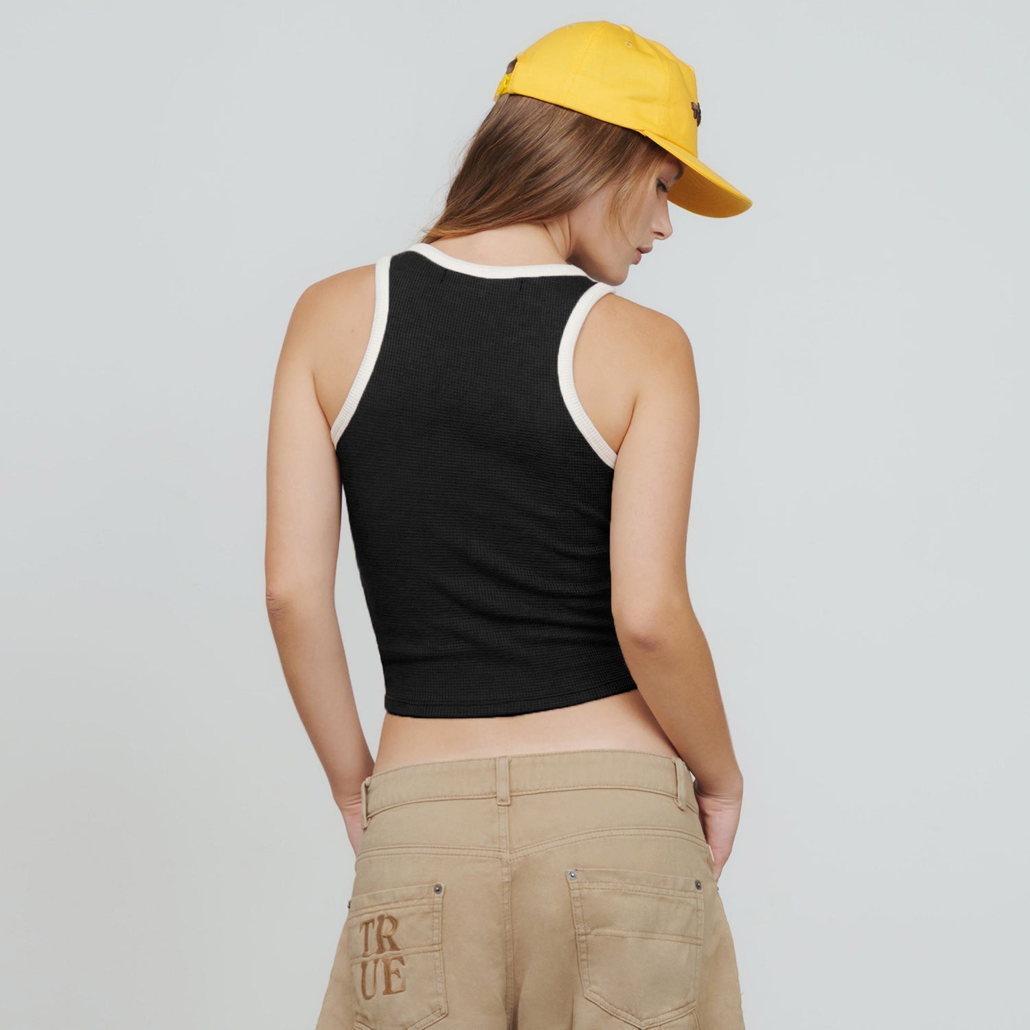 TEXTURED TANK TOP - BLACK