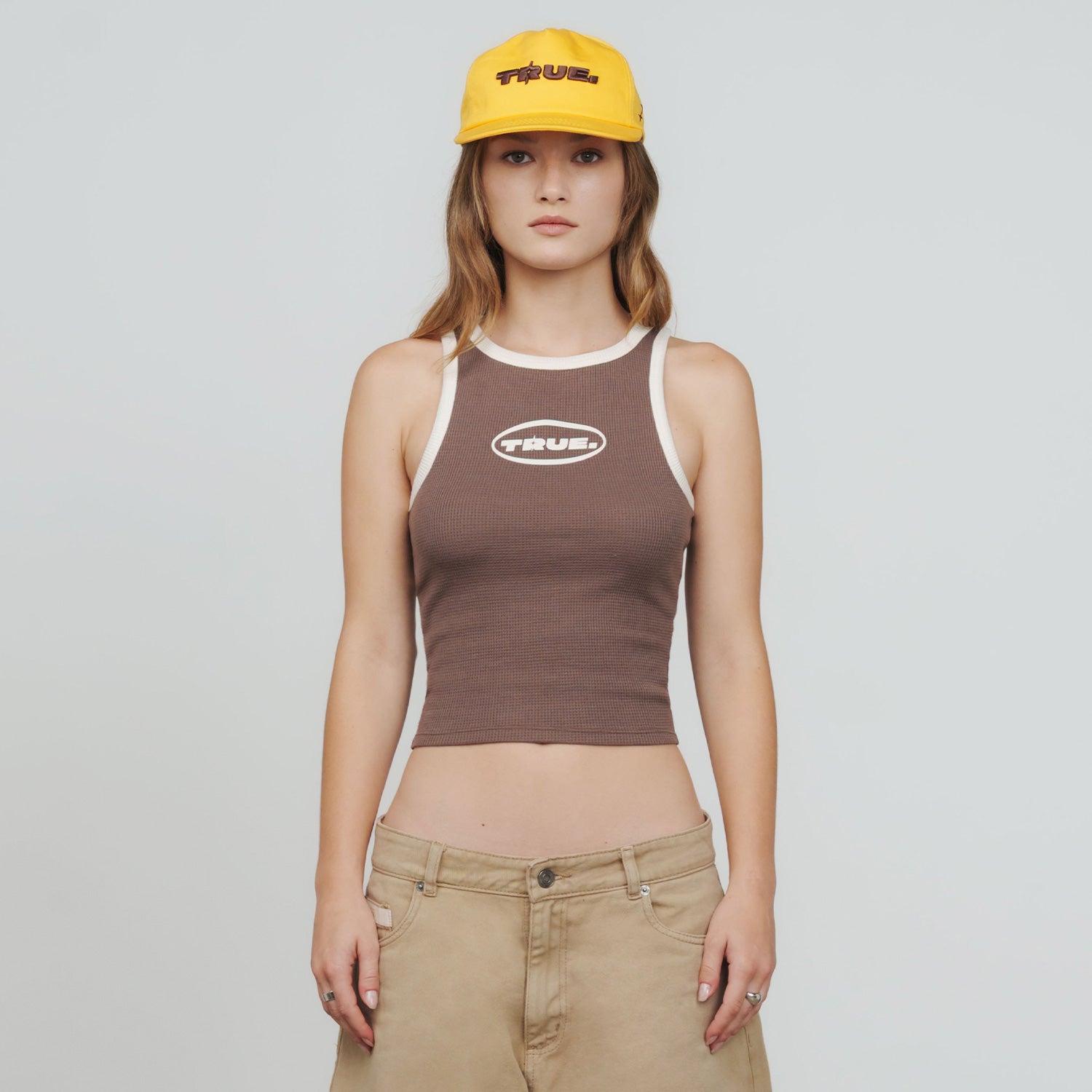 TEXTURED TANK TOP - BROWN