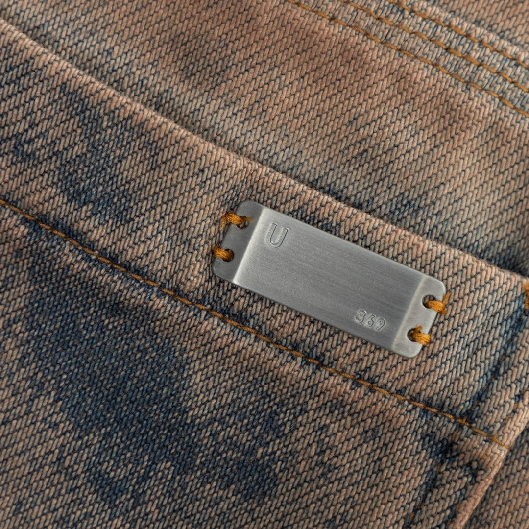 W 94' RIVETED PAINTED WIDE JEANS GOTHIC BLUE