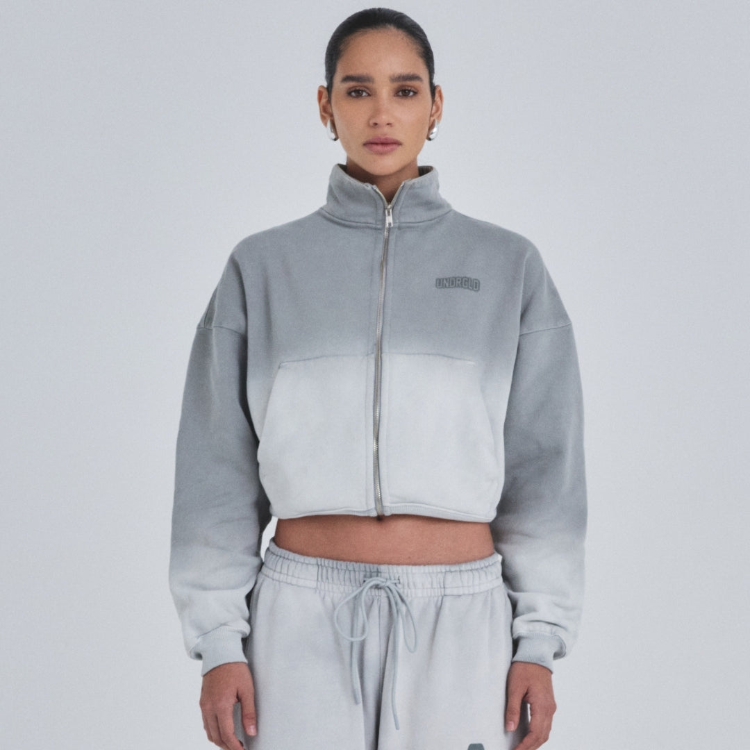 W HOLY STATE UNDRGLD TURTLE NECK BOXY FIT HOODIE - FADED GRAY