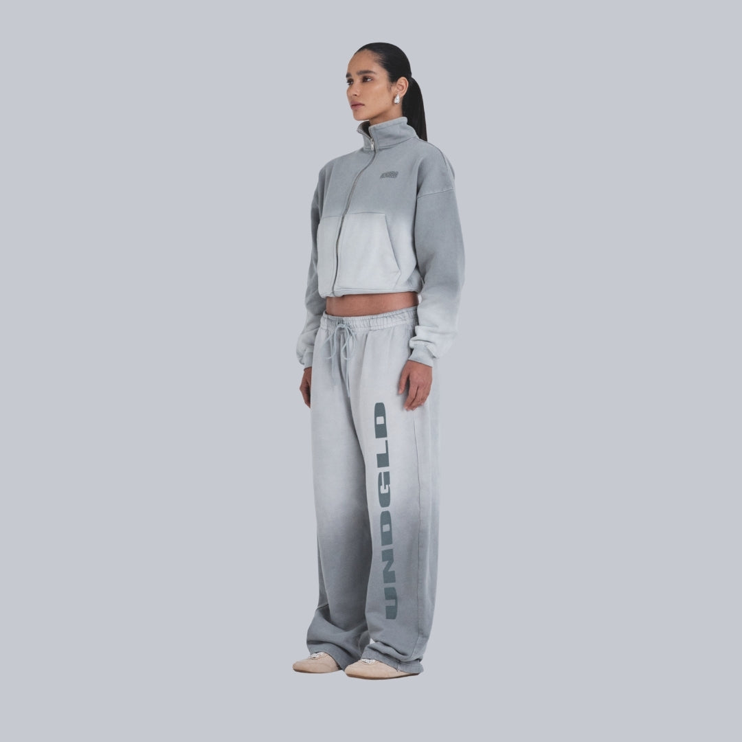 W HOLY STATE UNDRGLD TURTLE NECK BOXY FIT HOODIE - FADED GRAY