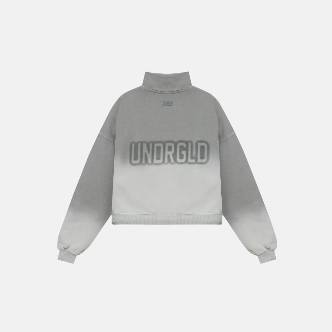 W HOLY STATE UNDRGLD TURTLE NECK BOXY FIT HOODIE - FADED GRAY
