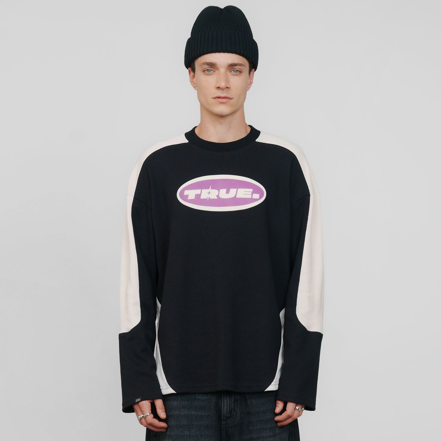 WAFFER LONG SLEEVE TEE - BLACK