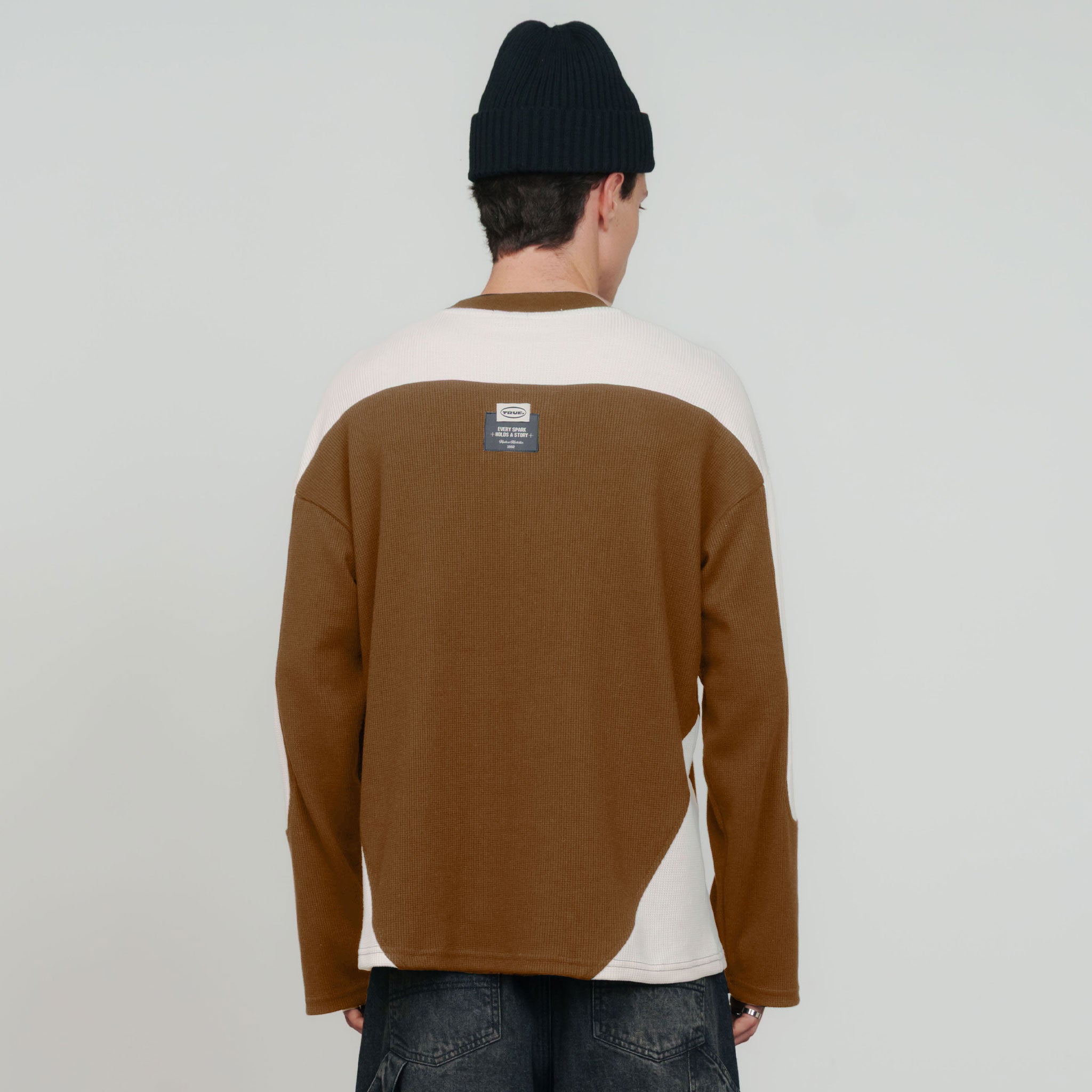 WAFFER LONG SLEEVE TEE - BROWN