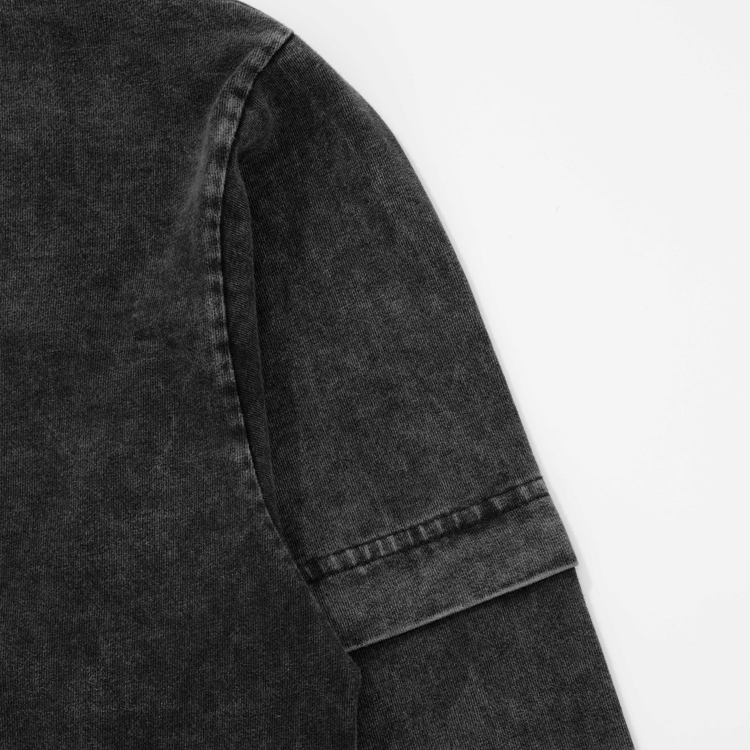 WASHED DOUBLE SLEEVE TEE - BLACK