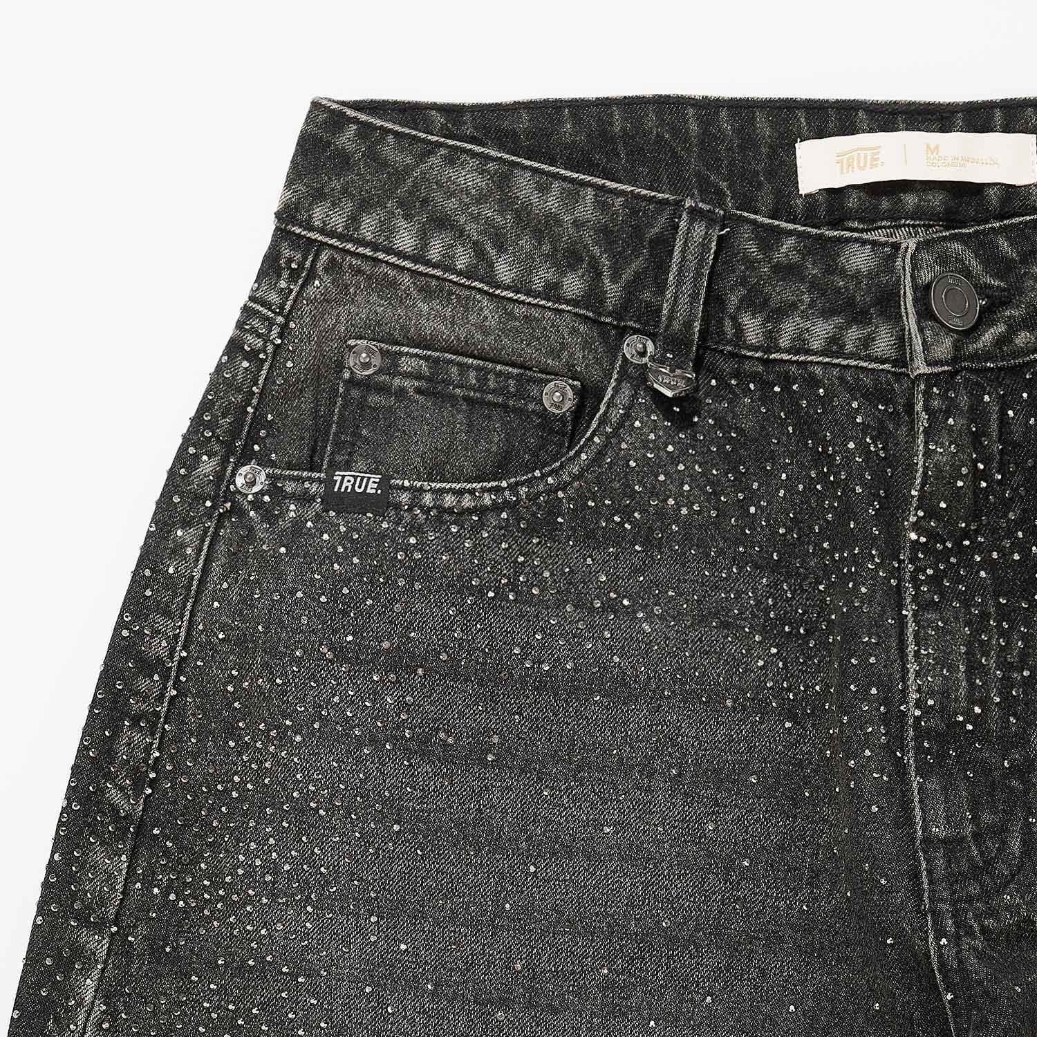 STARRY WIDE-LEG JEANS - BLACK