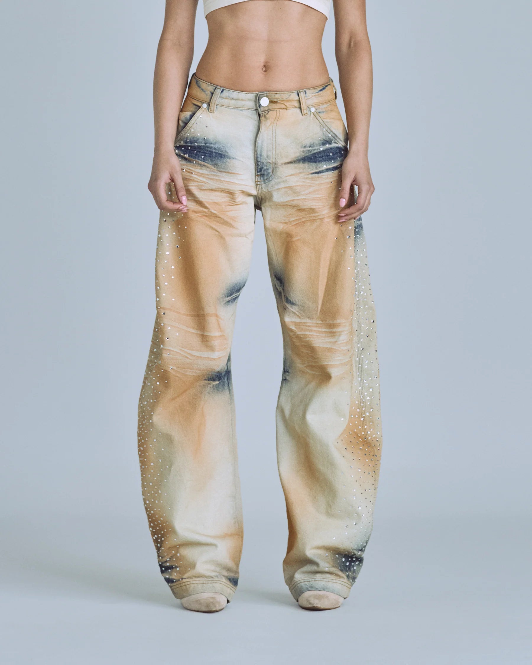 W GOLDEN HERITAGE PEARLED BARREL JEANS OASIS BLUE