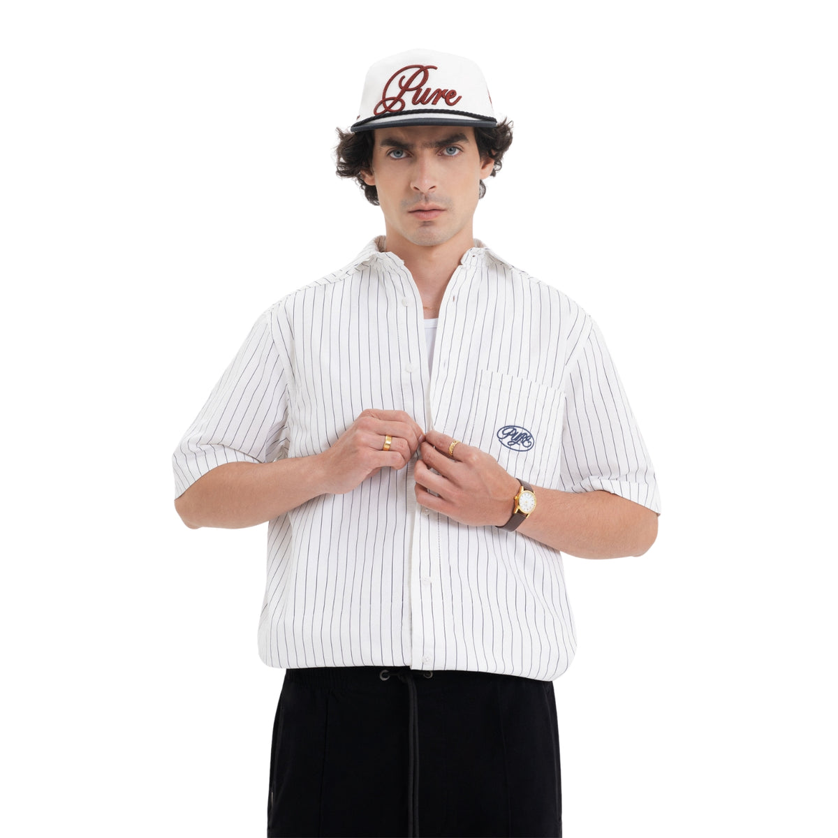 ACROSS THE LINES BUTTON SHIRT