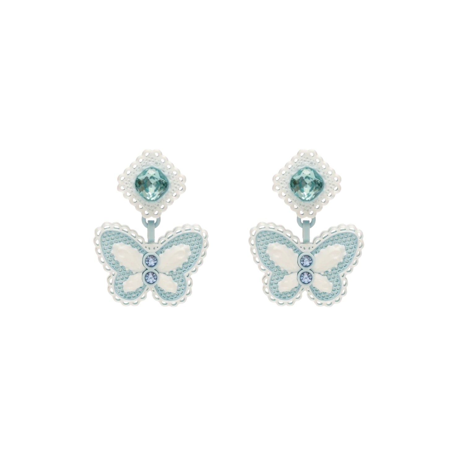 ARETES LACE MARIPOSA DOBLE - CELESTE