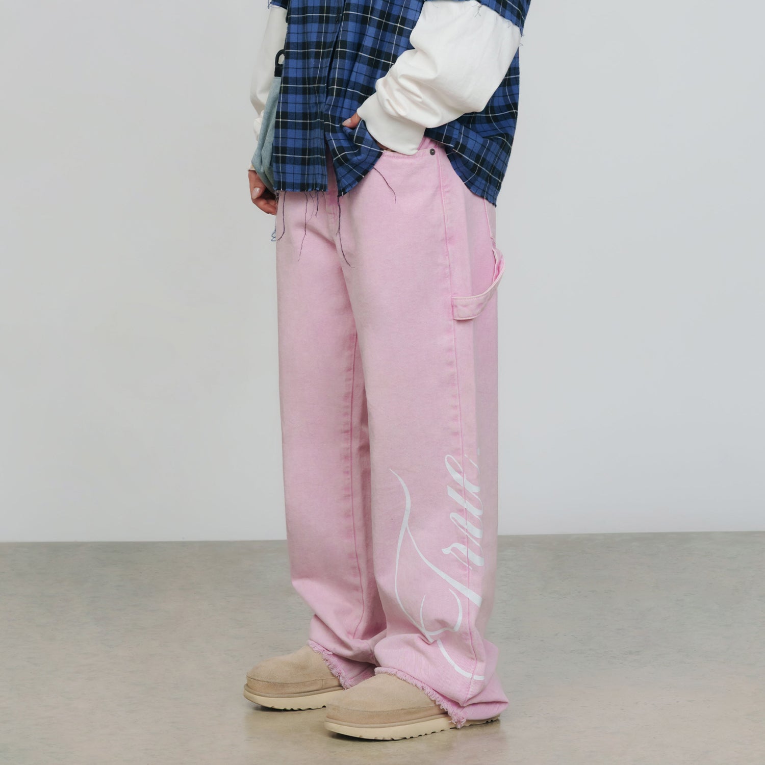 BLUSH MID-RISE PANTS - PINK