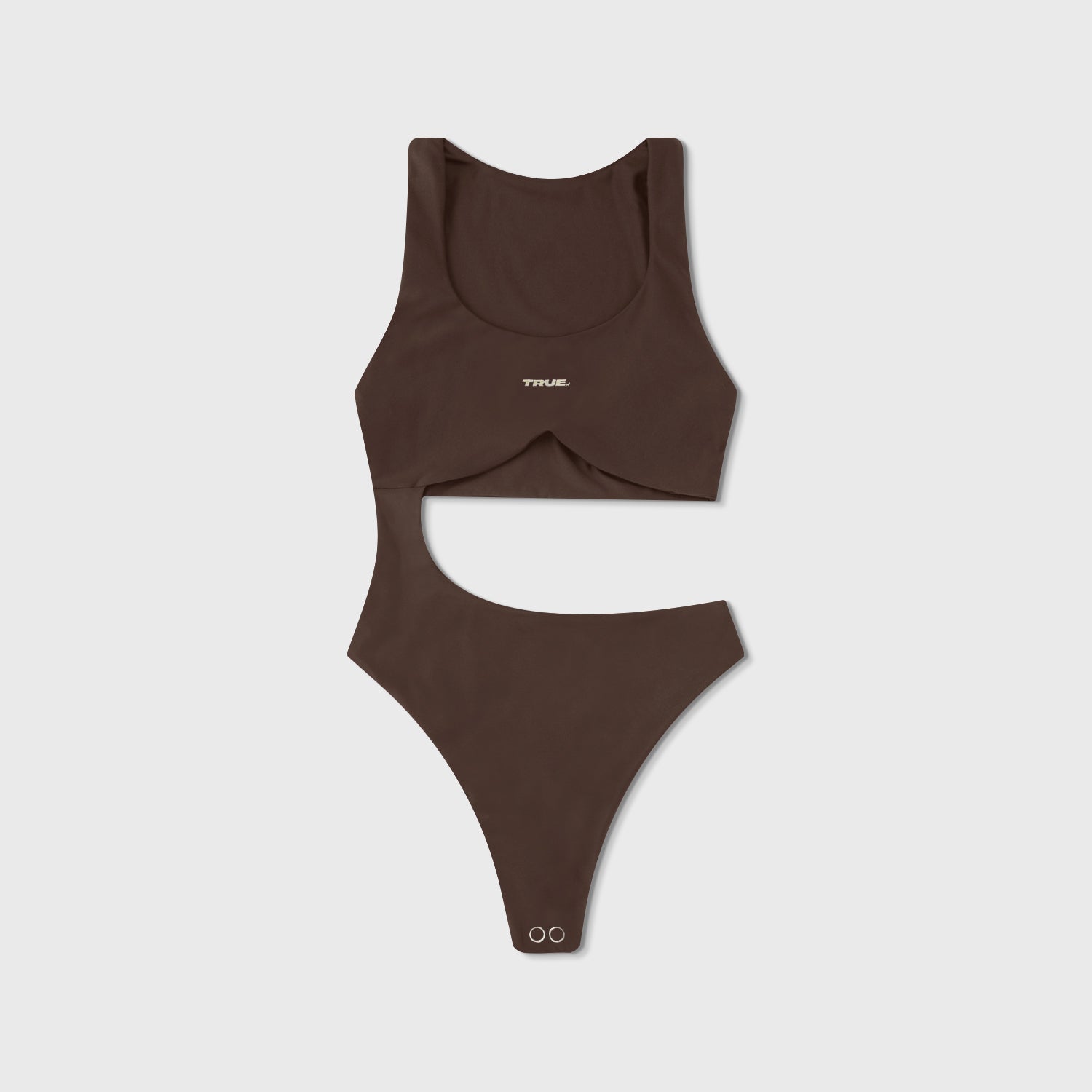 BOLD-CUT ASYMMETRIC BODYSUIT - BROWN