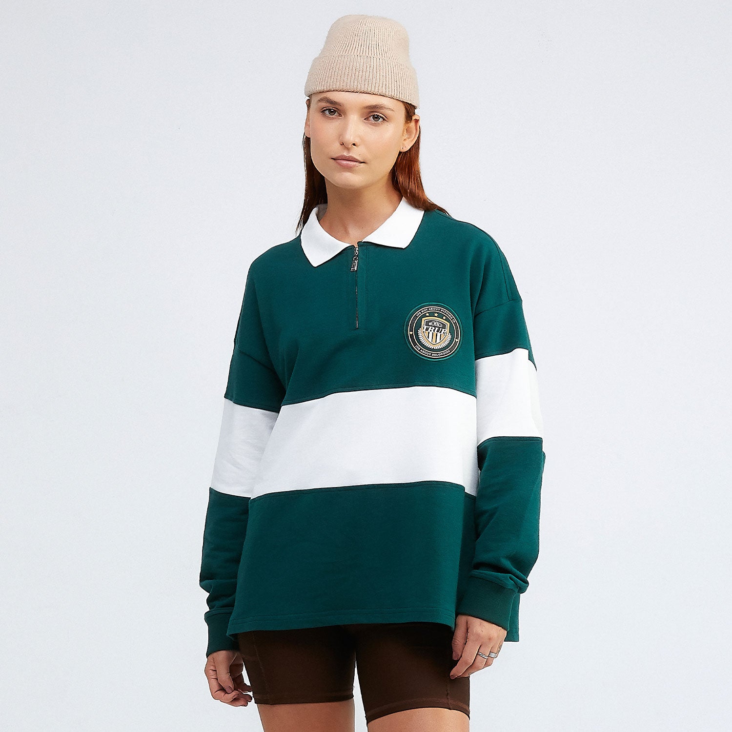 COLLEGE LS POLO SWEATER - PINE GREEN