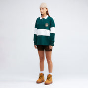 COLLEGE LS POLO SWEATER - PINE GREEN