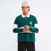 COLLEGE LS POLO SWEATER - PINE GREEN