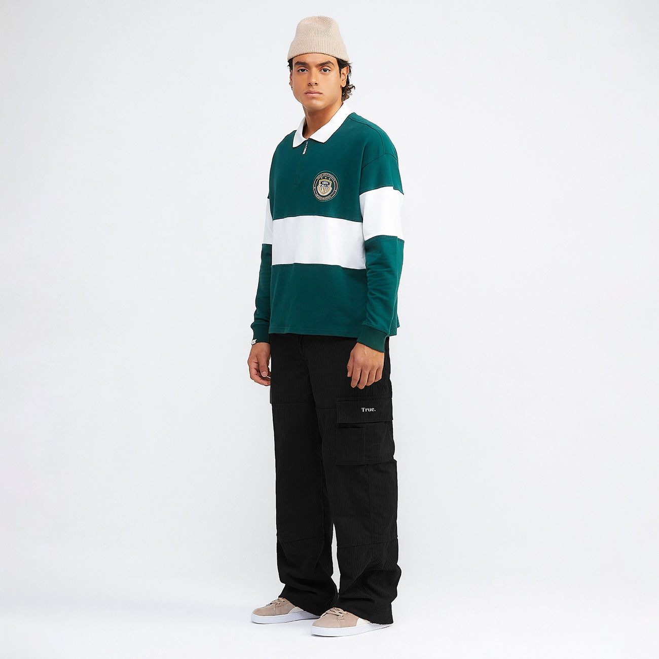 COLLEGE LS POLO SWEATER - PINE GREEN