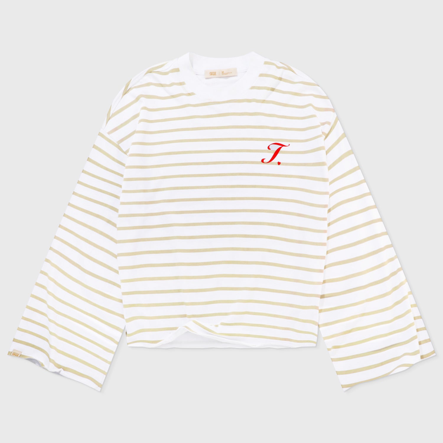 CREATIVE STRIPED WIDE LS T-SHIRT - SAND