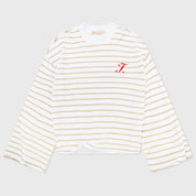 CREATIVE STRIPED WIDE LS T-SHIRT - SAND