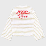 CREATIVE STRIPED WIDE LS T-SHIRT - SAND