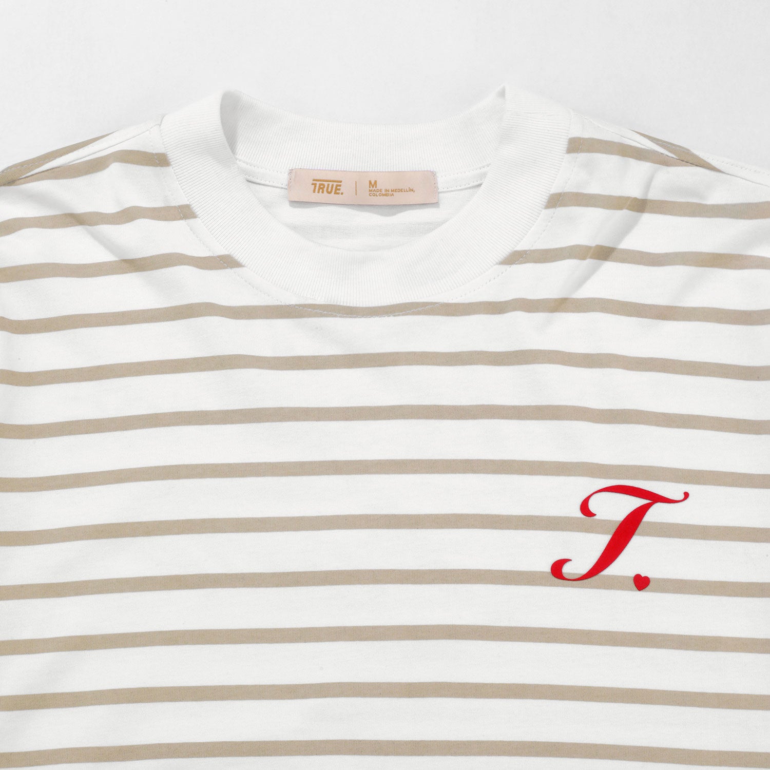 CREATIVE STRIPED WIDE LS T-SHIRT - SAND