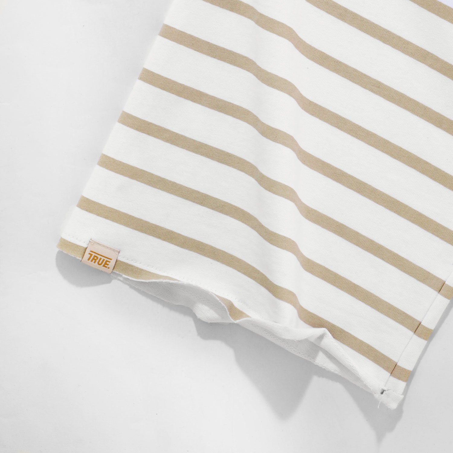 CREATIVE STRIPED WIDE LS T-SHIRT - SAND