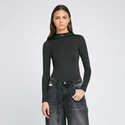 CUT-OUT BLACK BODYSUIT - BLACK
