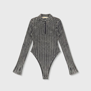 DAILY RIBBED BODYSUIT - BLACK