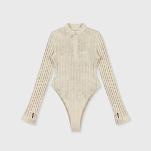 DAILY RIBBED BODYSUIT - CAMEL