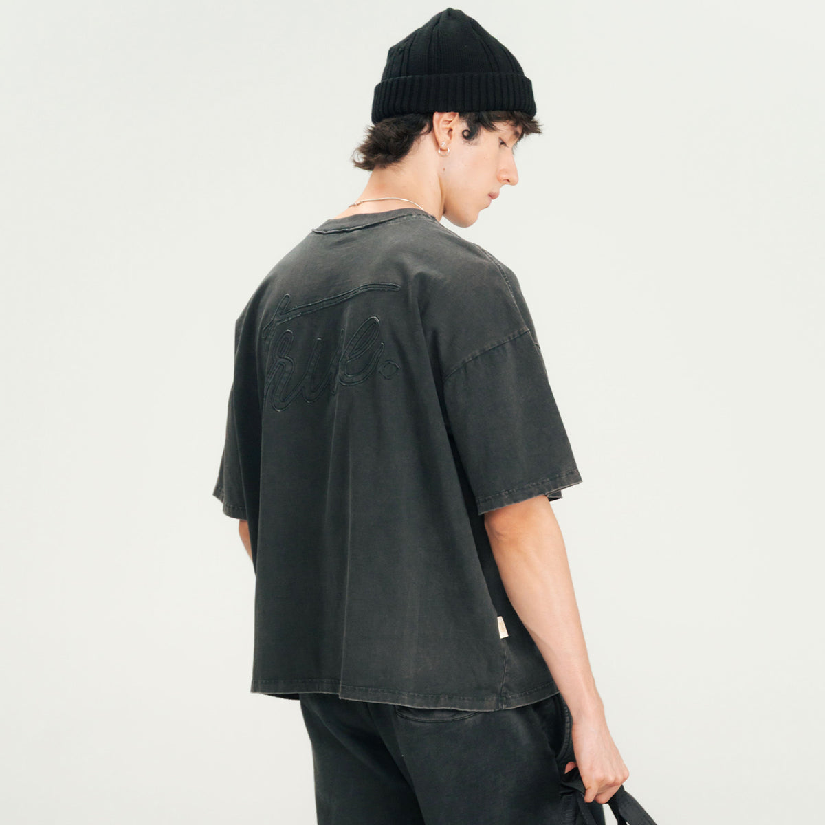 DAILY WASHED BOXY TEE - BLACK