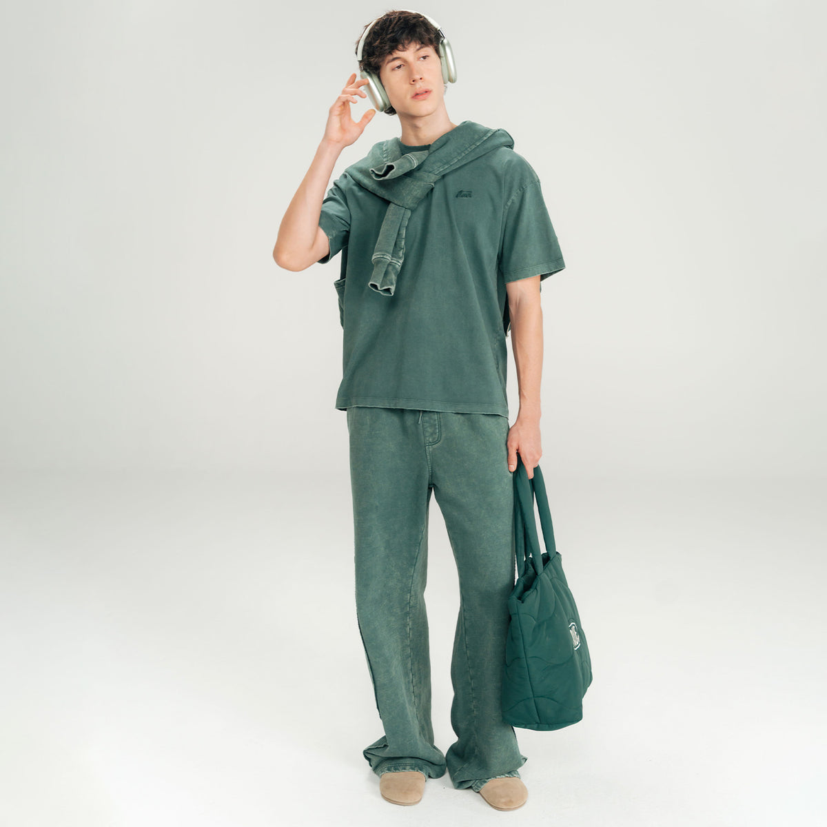 DAILY WASHED BOXY TEE - PINE GREEN