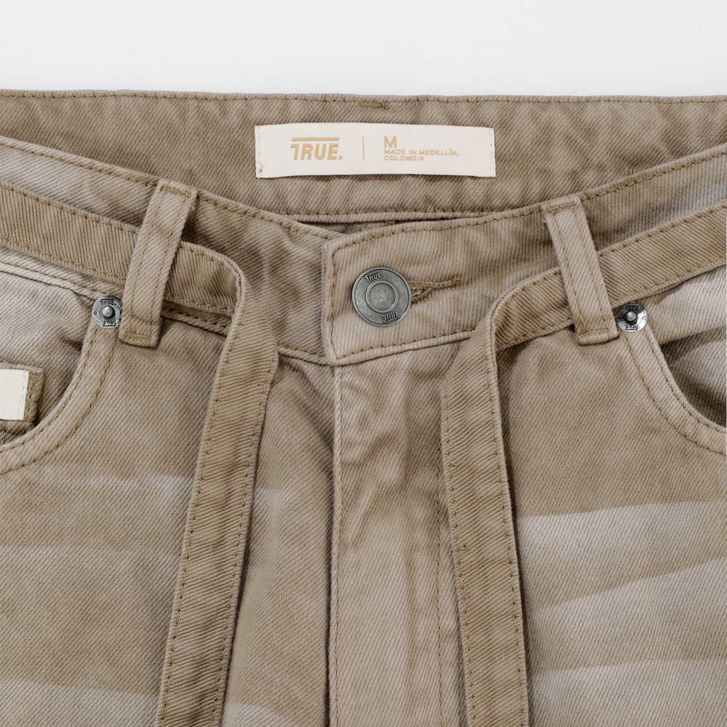 DIRTY-WASH WIDE-LEG PANTS - SAND