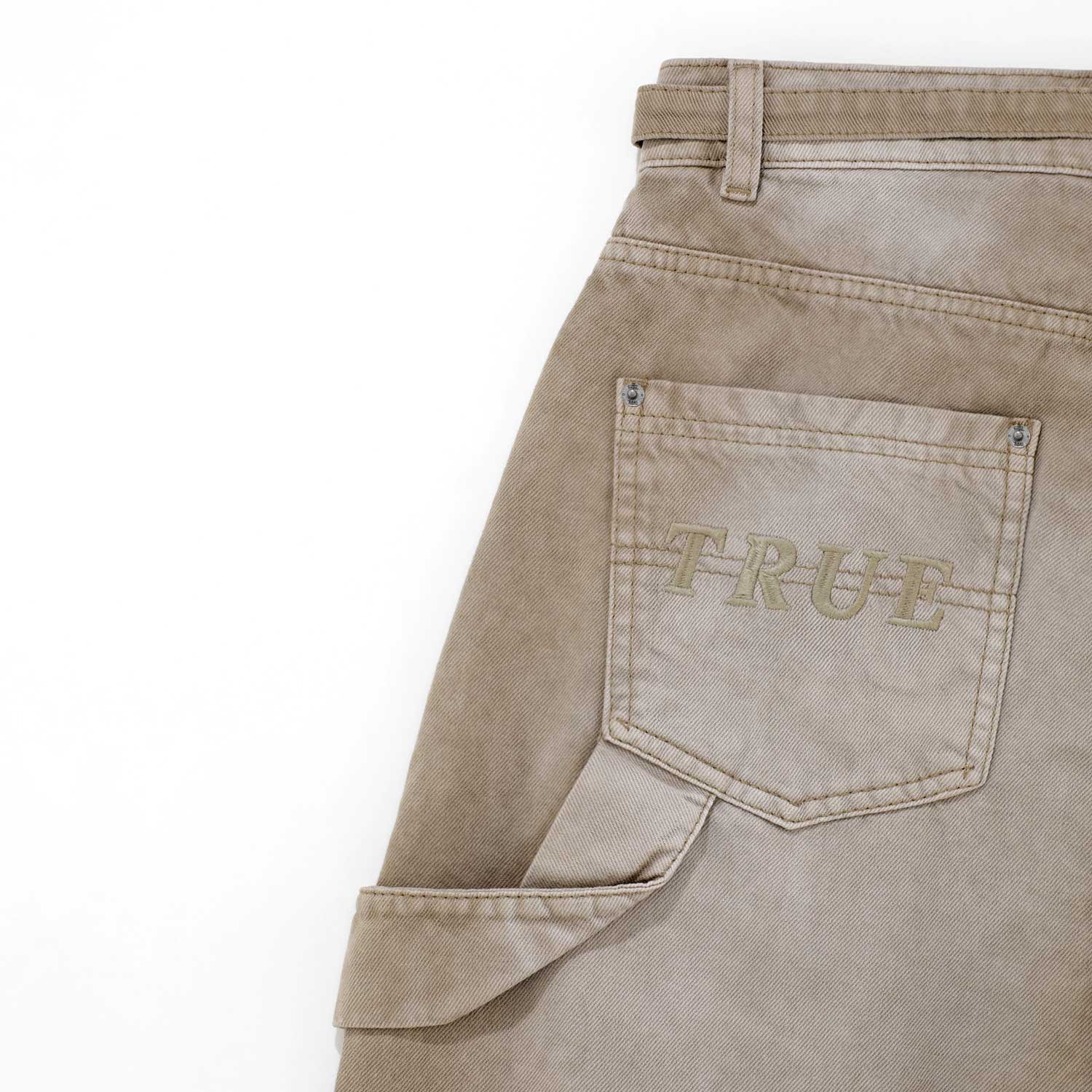 DIRTY-WASH WIDE-LEG PANTS - SAND