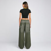 DIRTY-WASH PANTS - MILITARY GREEN