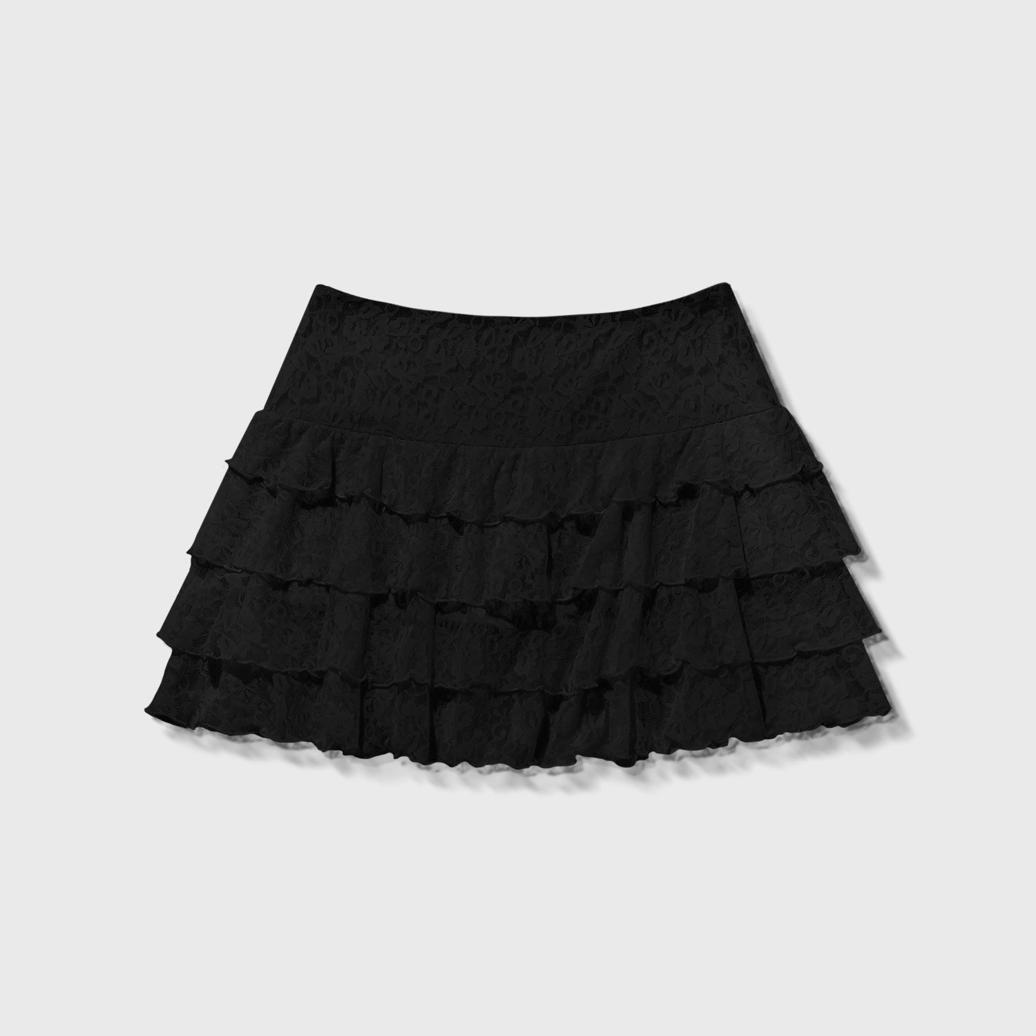 FLORAL MINI SKIRT - BLACK
