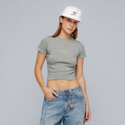 WASHED FITTED RIBBED TOP - GRAY