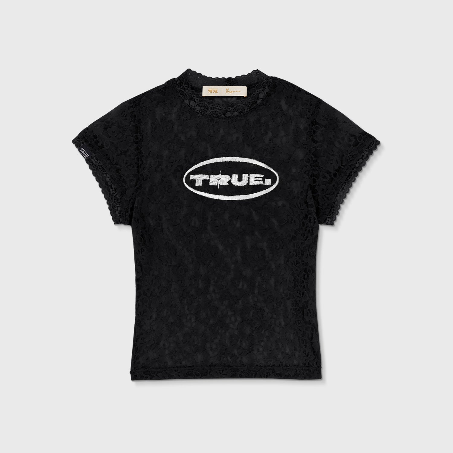 FLORAL LACE BABY TEE - BLACK