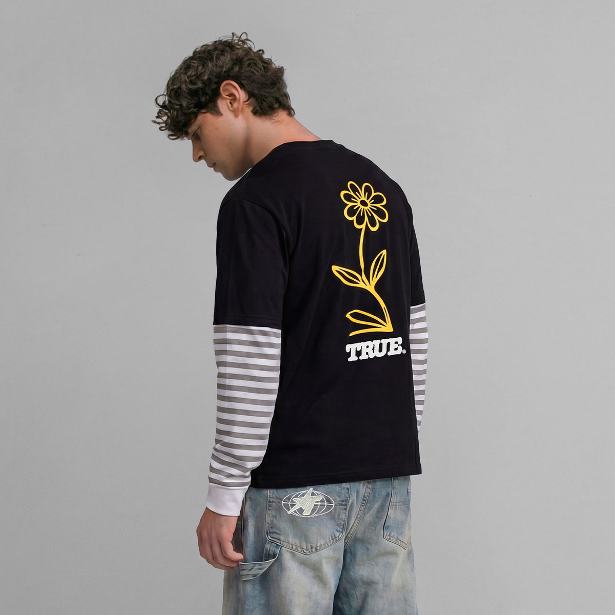 FLOWER BOXY LS - BLACK