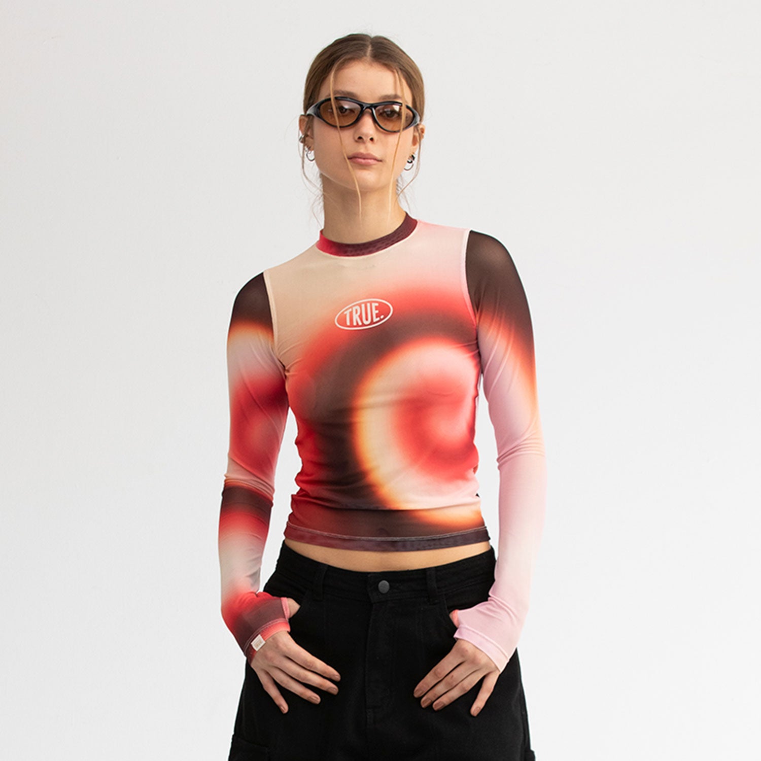 GRADIENT MESH LS TEE - PINK