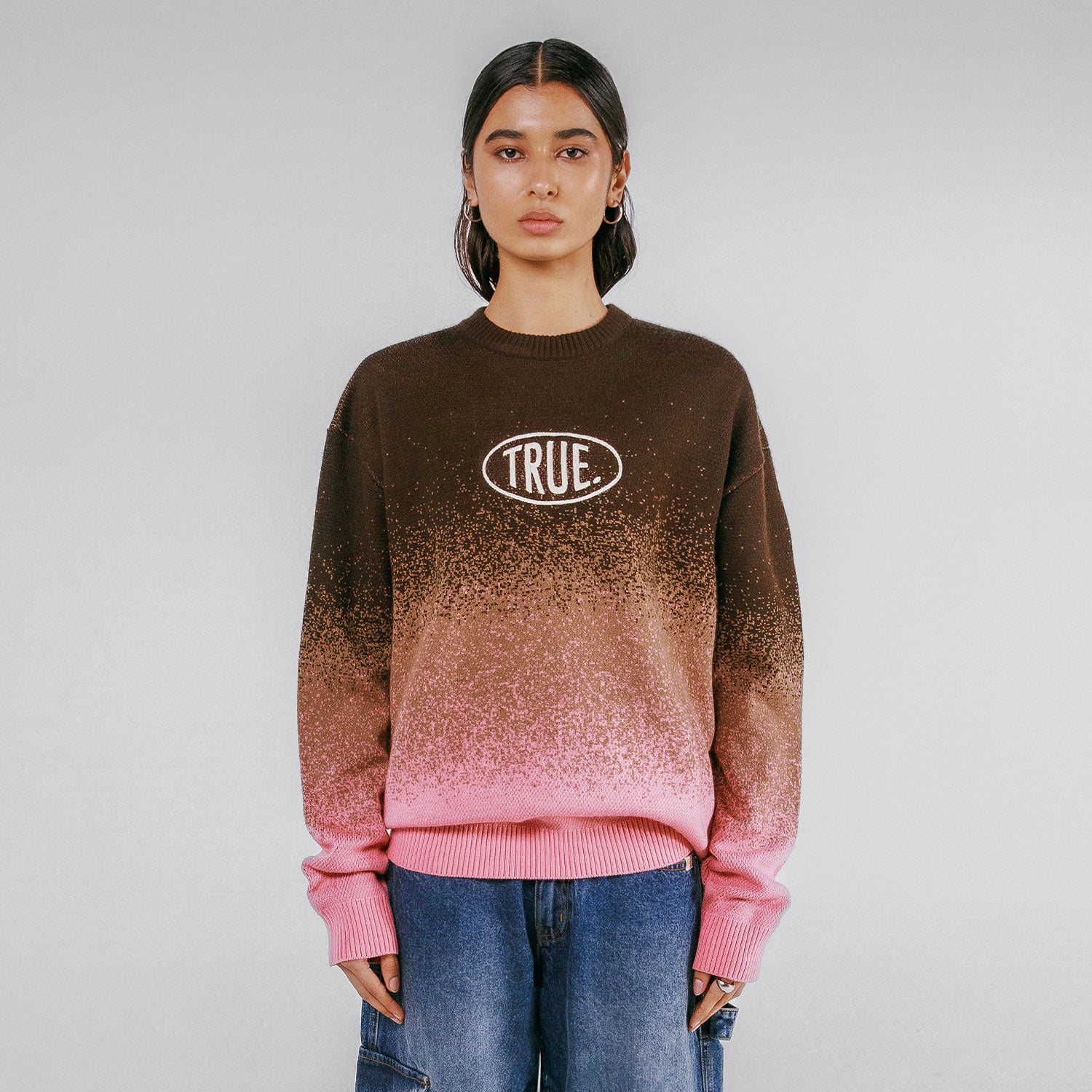 GRADIENT KNITTED PULLOVER - PINK