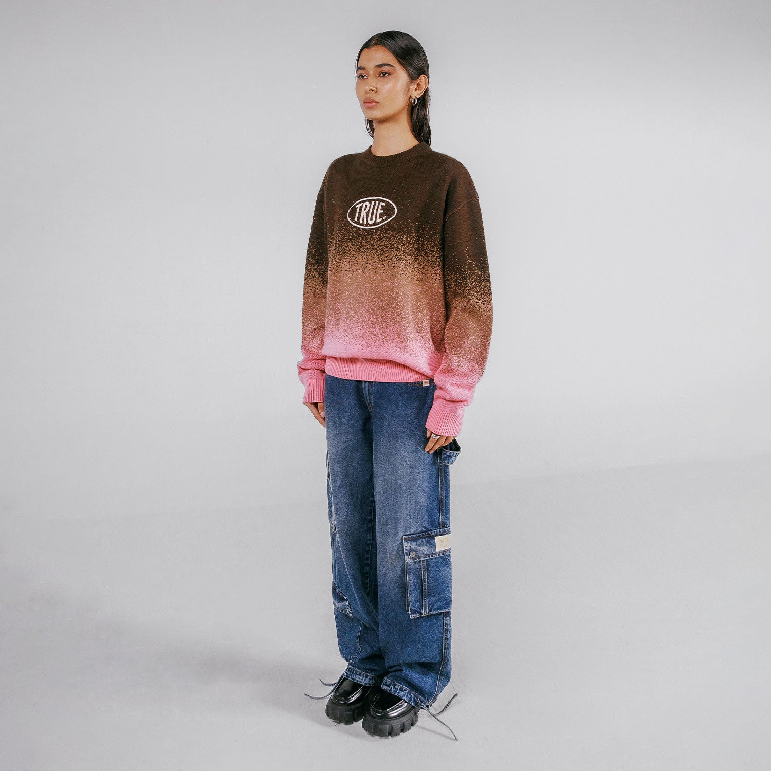 GRADIENT KNITTED PULLOVER - PINK